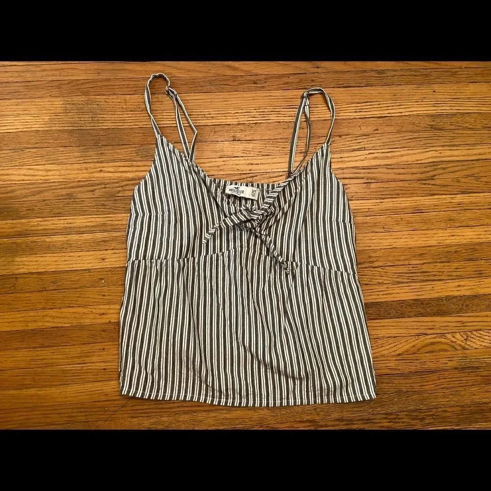 Hollister grey/white stripe cami tank top